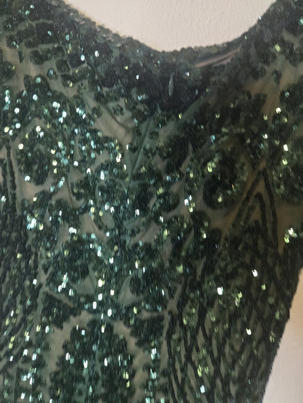 Rare Nadine Merabi Emerald Geometric Sequin Maxi Gown Dress S/M - Picture 8 of 10